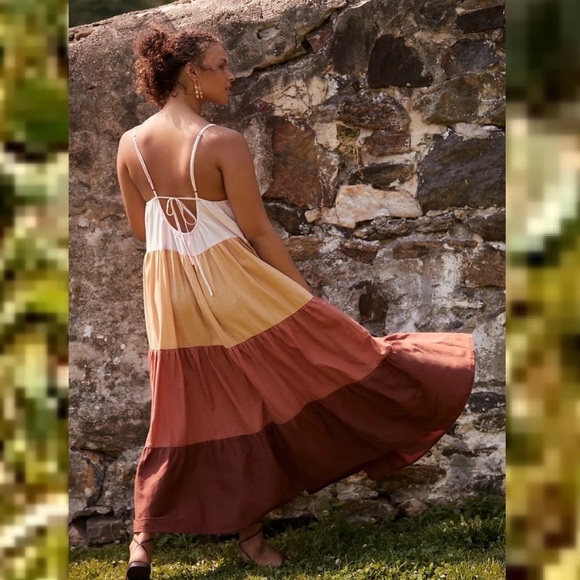 New By Anthropologie Colorblock Maxi Dress Size M - Picture 9 of 15